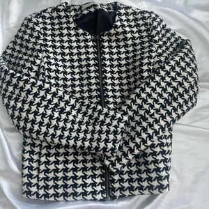 Talbots Black and White Houndstooth Blazer